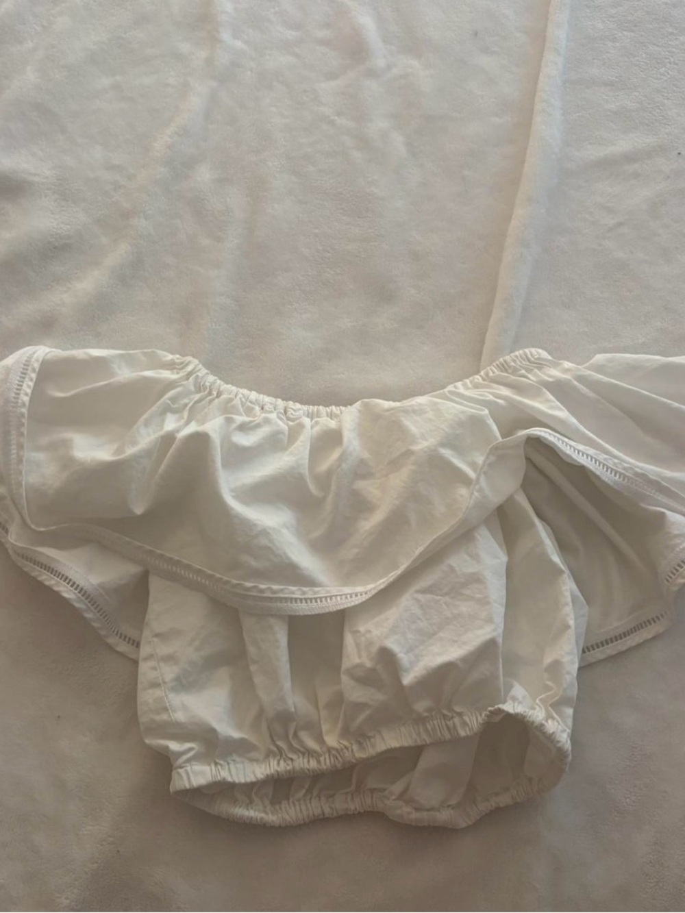 Adam Selman New York Cream Off-Shoulder Top
